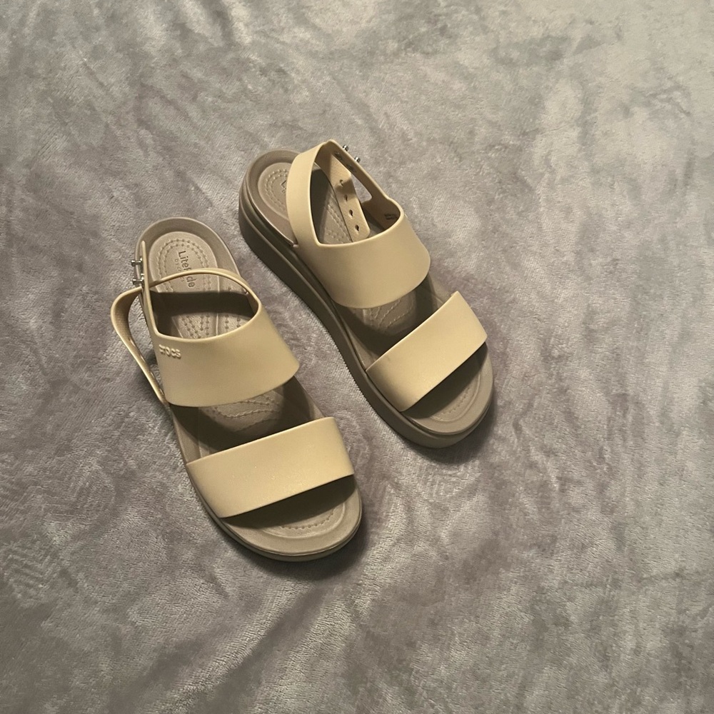 CROCS Cream Sandals with Adjustable Straps